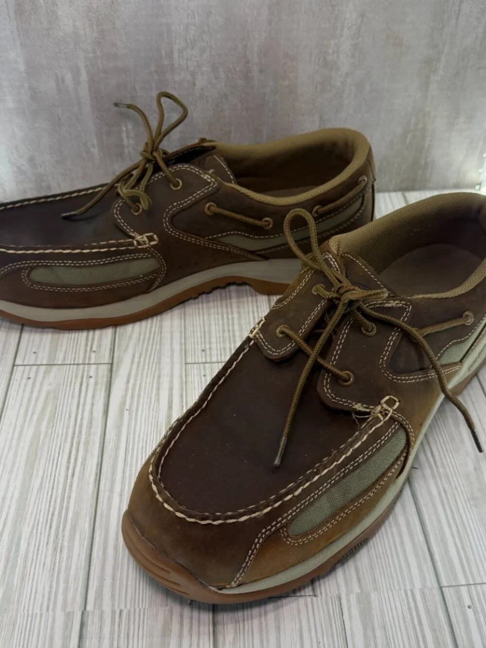 Irish Setter 3819 Boat Shoes Men's 14 Brown Leather Slip Resistant Casual Oxford